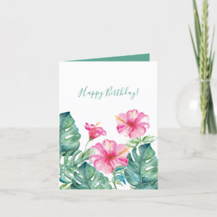 Aquarelle Tropical Floral et Carte d'anniversaire 
