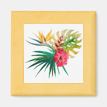 Aquarelle Tropical Flowers Magnet