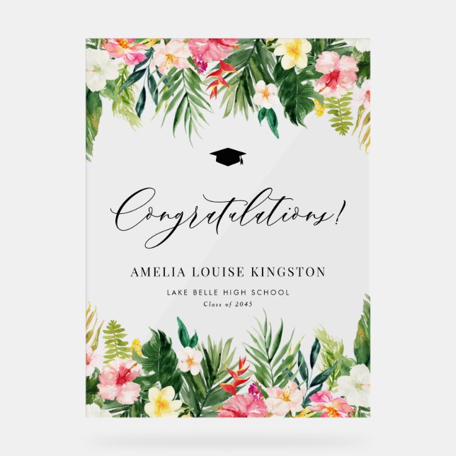 Aquarelle Tropical Graduation Félicitations (Recto)