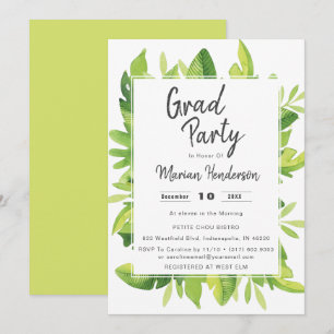 Aquarelle Tropical Graduation Party Invitation