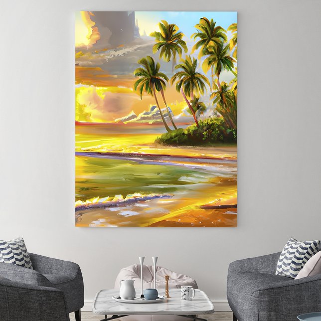Aquarelle Tropical Sunset Beach Painting Poster (Créateur téléchargé)