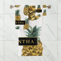 Aquarelle tropicale Motif ananas avec nom