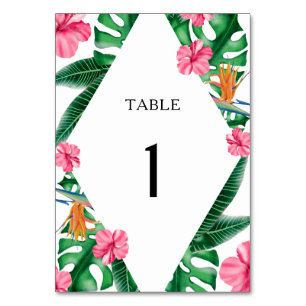 Aquarelle tropicale - Numéro de table mariage
