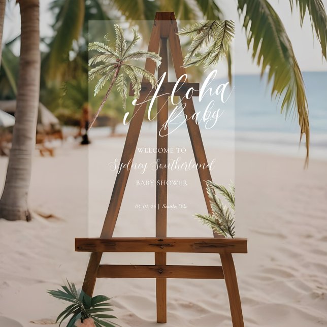 Aquarelle tropicale Palm Trees Baby shower Bienven (Tropical Watercolor Palm Trees Baby Shower Welcome Acrylic Sign
)