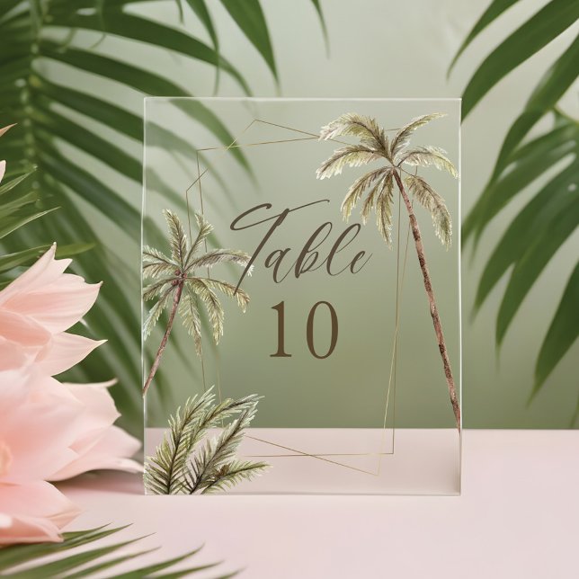Aquarelle tropicale Palmiers Mariage bohème (Tropical Watercolor Palm Trees Bohemian Wedding Acrylic Sign)