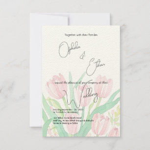 Aquarelle tulipe, Faire-part de mariage
