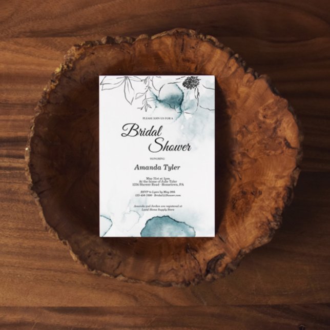 Aquarelle turquoise Croquis Invitation de douche n (Créateur téléchargé)