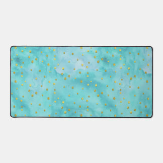 Aquarelle Turquoise Faux Gold Pois