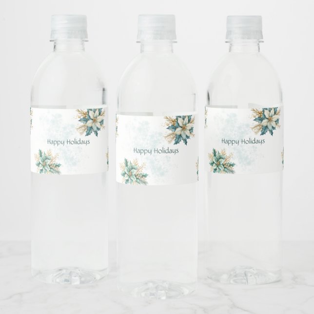 Aquarelle Turquoise Floral Vacances Étiquette bout (Bouteilles)