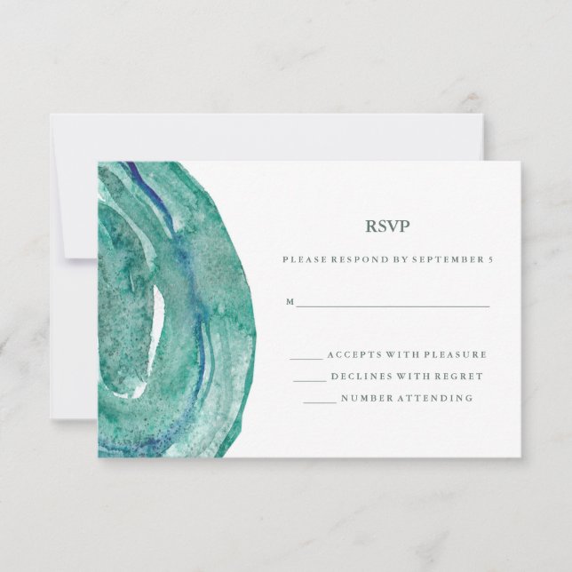Aquarelle Turquoise mariage de la géode RSVP (Devant)