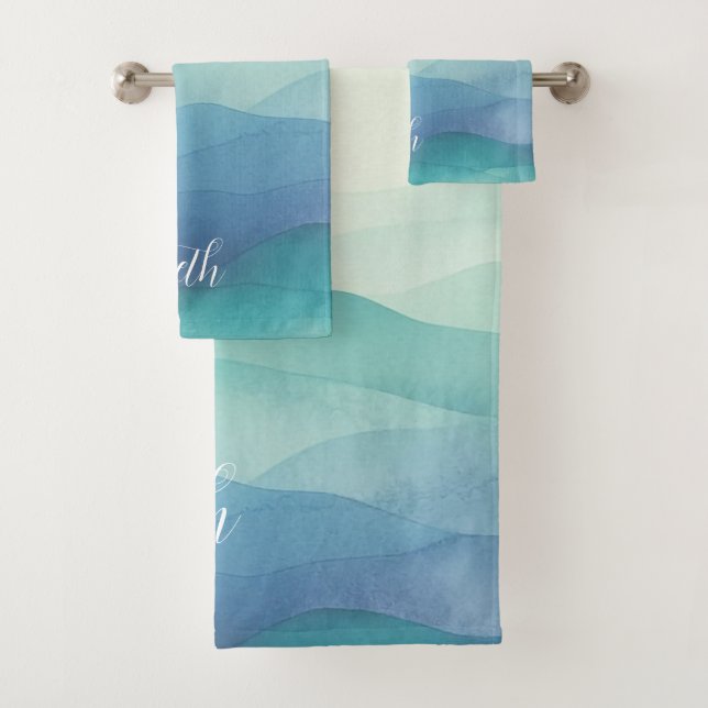 Aquarelle Turquoise Marine bleu Ombre Aquarelle (En situation)
