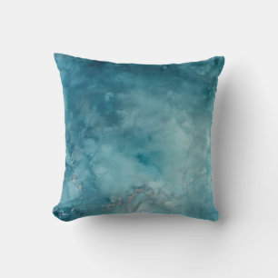 Aquarelle turquoise Océan Abstrait oreiller à lanc