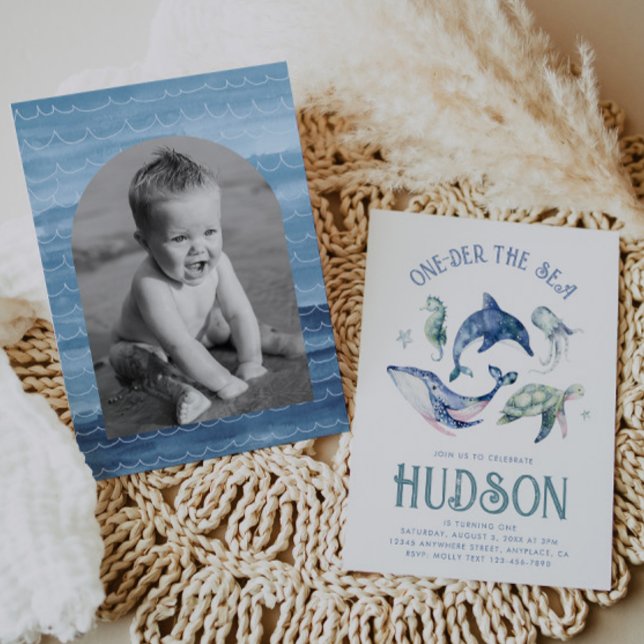 Aquarelle Un der la mer Invitation (Créateur téléchargé)