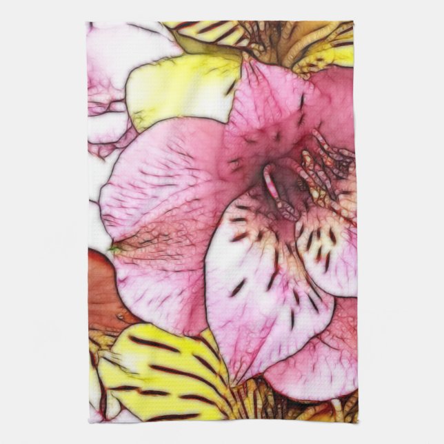 Aquarelle und Pastelle Rosa Hibiskus Kunst, Dichtu Handtuch (Vertikal)