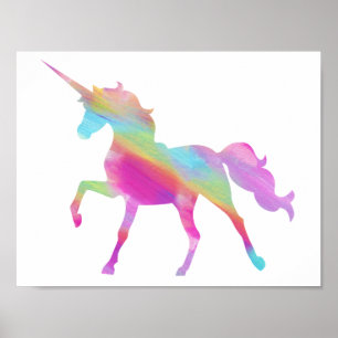 Aquarelle Unicorn Poster - choisissez votre arrièr