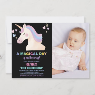 Aquarelle Unicorne Anniversaire Invitations avec p