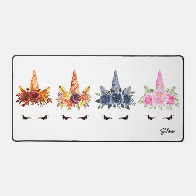 Aquarelle Unicornes Saisons Personnalisées (Recto)