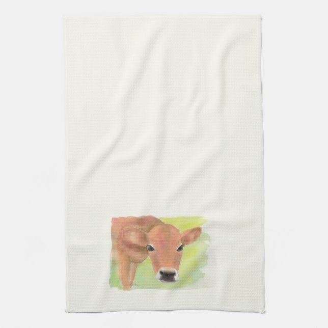 Aquarelle Vache serviette de cuisine (Vertical)