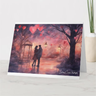 Aquarelle Valentines Carte de jour lampes de rue p