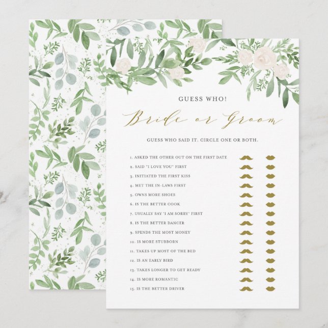 Aquarelle Verdure Il A Dit Qu'Elle A Dit Carte De  (Devant / Derrière)