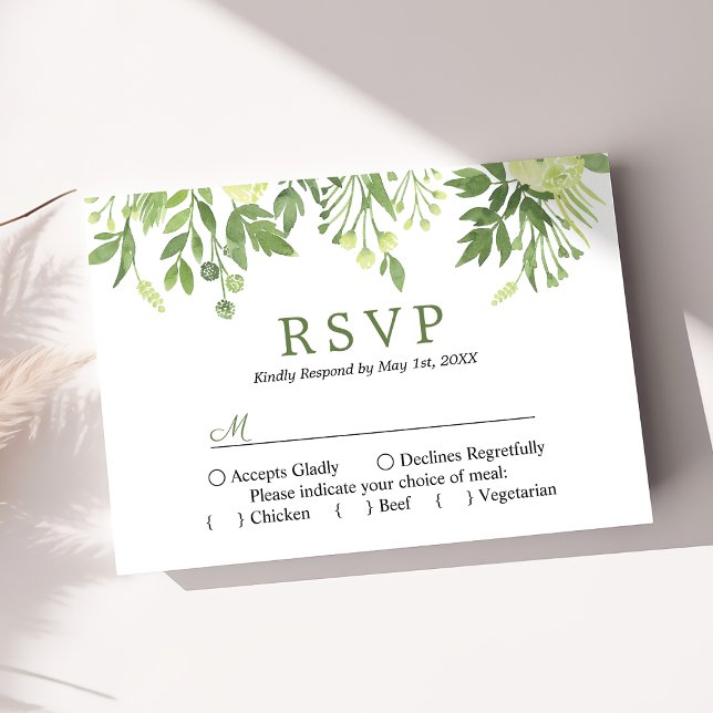 Aquarelle Verdure Jardin Floral Mariage RSVP (Créateur téléchargé)
