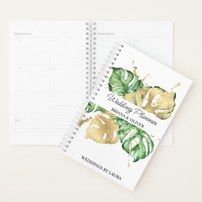 Aquarelle Verdure Palm Gold Mariage tropical (Devant avec enveloppe)