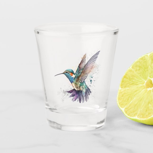 Aquarelle Verre de tir de colibri (Devant)