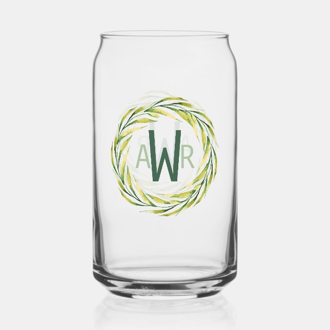 Aquarelle vert cadre Monogramme ID667 (Recto)