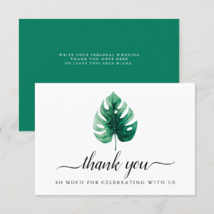 Aquarelle vert Carte de remerciements feuille Mons