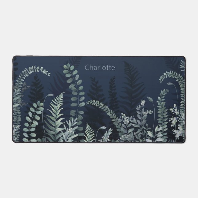 Aquarelle Vert Floral Nom personnalisé (Recto)