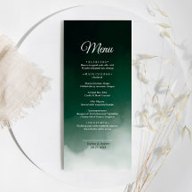 Aquarelle vert foncé Menu Mariage moderne