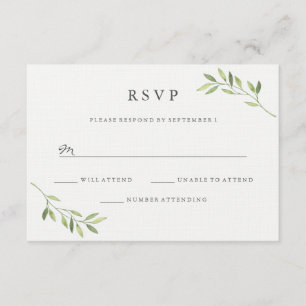 Aquarelle Vert Leaf mariage RSVP