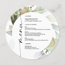 Aquarelle Vert Mariage double face Menu