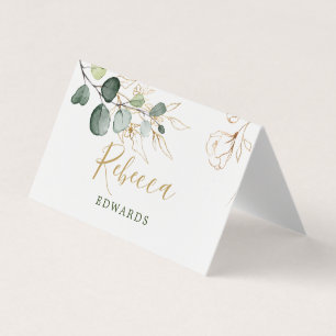 Aquarelle vert, or Floral Place carte