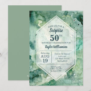 Aquarelle verte Abstraite moderne Invitations d'an