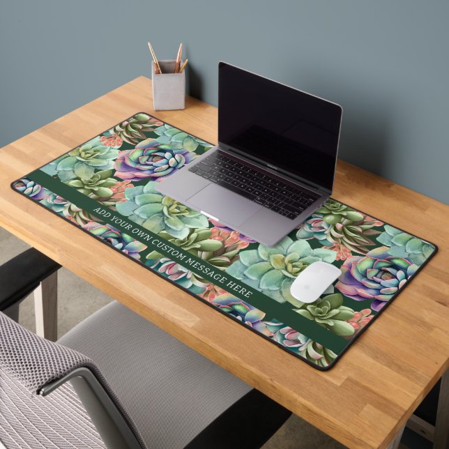 Aquarelle verte Cactus Succulent Personnalisé (Bureau 2)