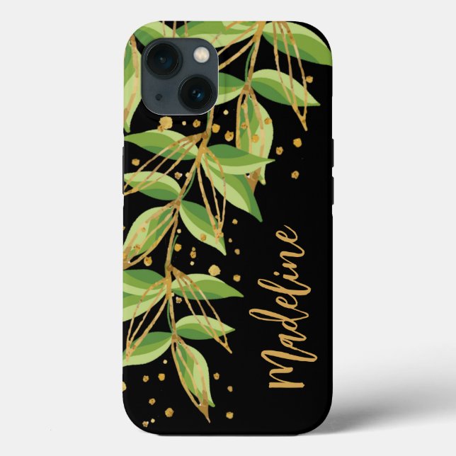 Aquarelle verte Coque personnalisé-Mate iPhone (Verso)