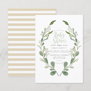 Aquarelle verte de couronne   INVITATION BABY SHOW