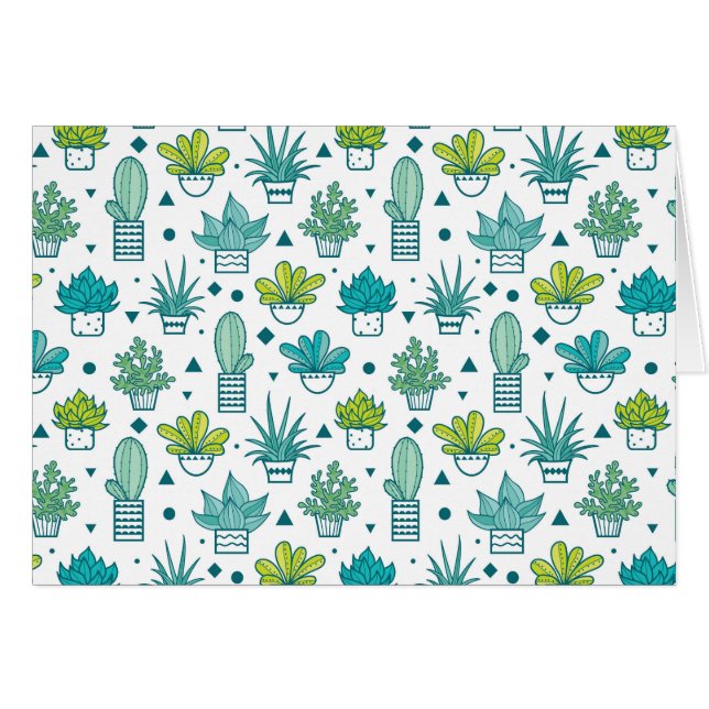 Aquarelle verte et bleue Motif succulent (Devant horizontal)