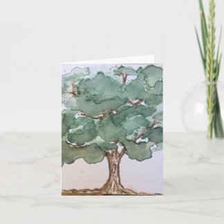 Aquarelle verte et brune - carte pliée vierge