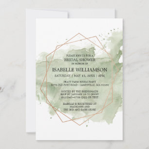 Aquarelle verte et médaille d'or Invitations de do