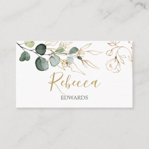 Aquarelle verte Eucalyptus Gold Place carte