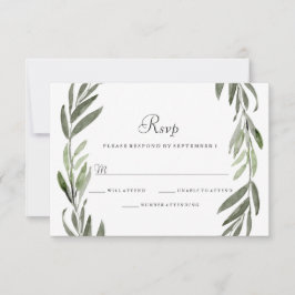 Aquarelle verte Feuille couronne mariage RSVP