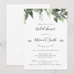 Aquarelle verte Invitations de douche nuptiale