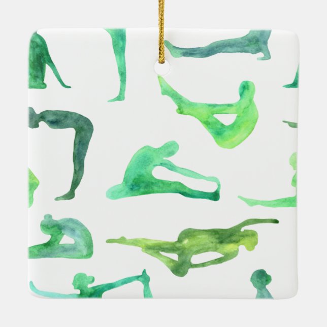 Aquarelle verte Ornement de Yoga (Dos)