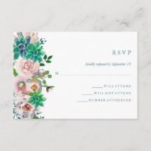 Aquarelle verte Succulents et fleurs | RSVP
