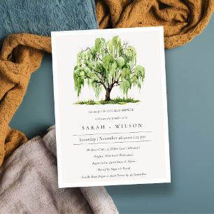 Aquarelle verte Willow Tree Couples Invitation de 