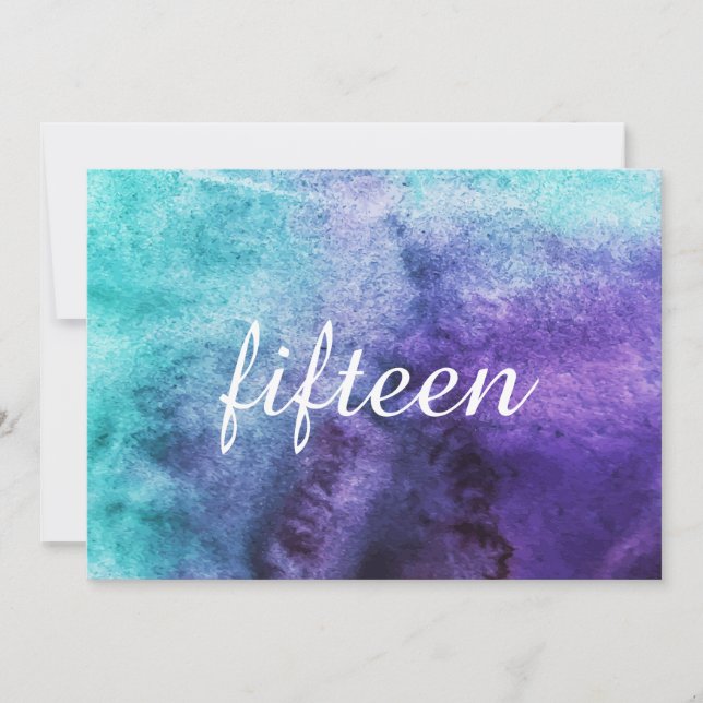 Aquarelle Violet et Bleu - Numéros de Table (Devant)