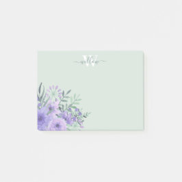 Aquarelle violet Fleur Monogramme Post-it Notes