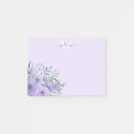 Aquarelle violet Fleur Monogramme Post-it Notes